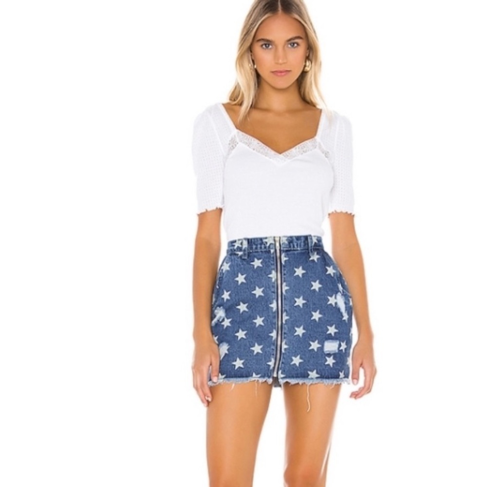 Superdown denim star skirt